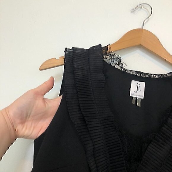 NEW NWT JULIA JORDAN Solid Black Pleated Lace Sleeveless Fit Flare Party Dress 6 - Picture 8 of 12